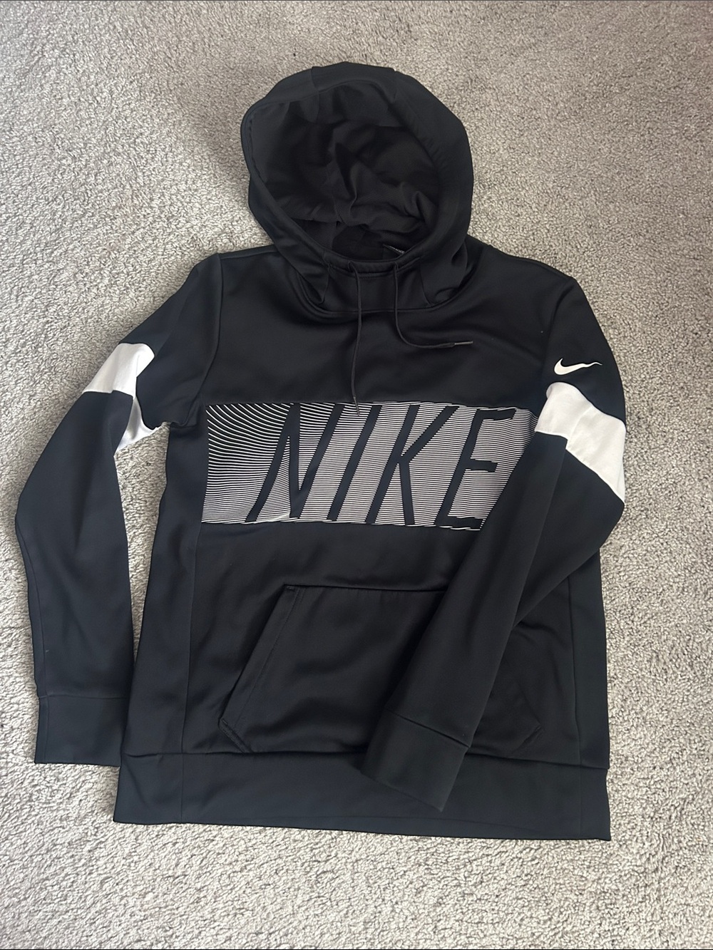 Nike Black and White Logo Pullover Hoodie